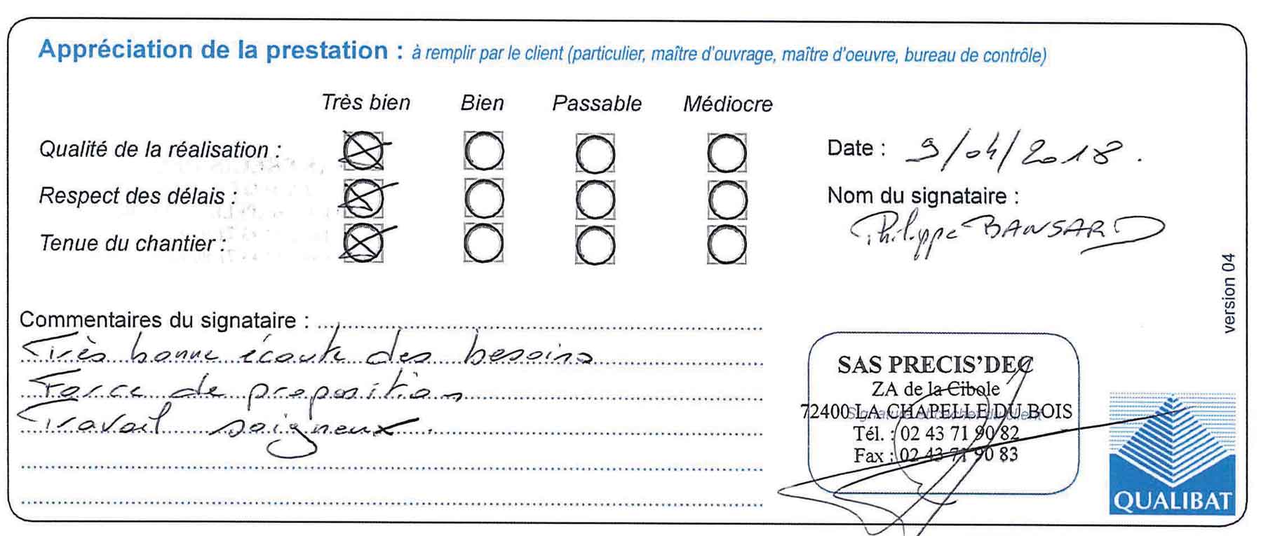 Attestation Site Precis Dec