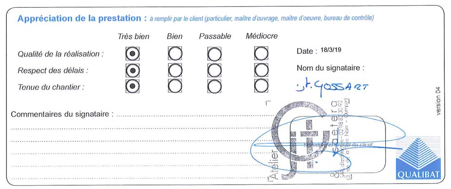 Attestation Qualibat Peugeot Nedelec Quimper Concarneau