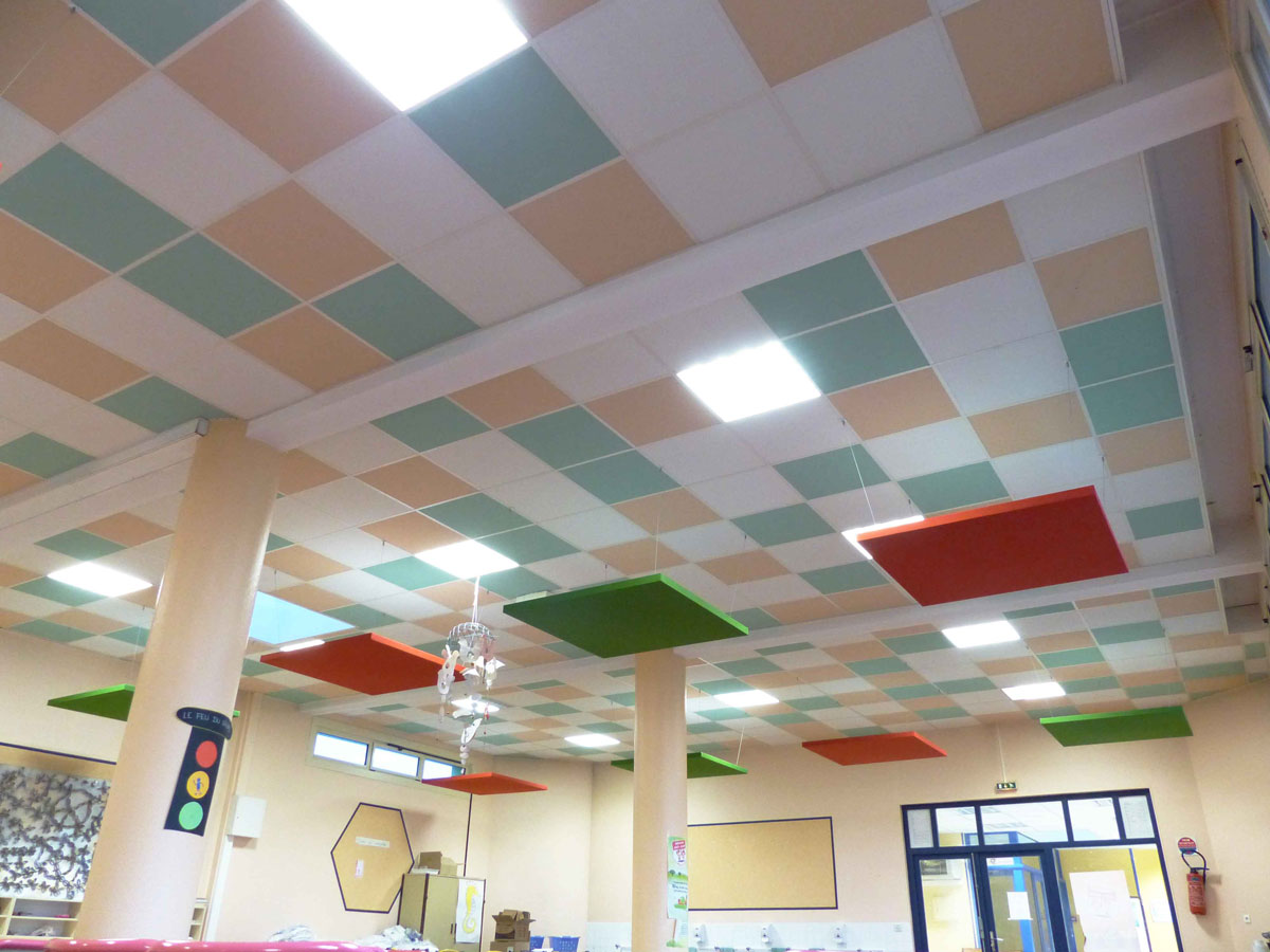 Plfaonds Suspendus Fibre Colore Ecole Andre Langlois Sobreti Le Mans