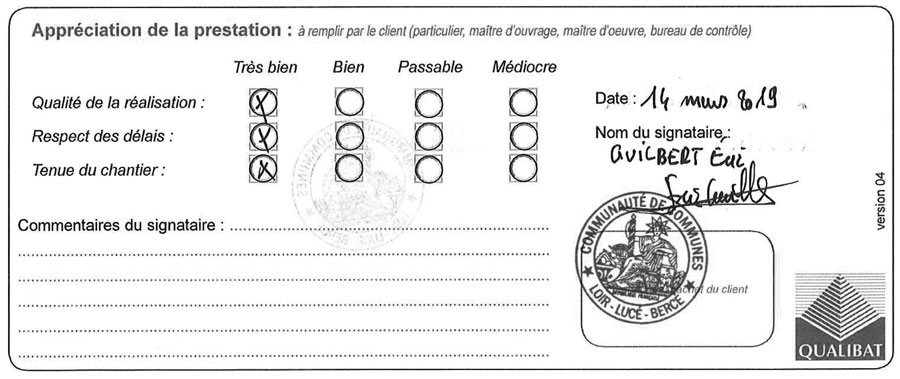 Attestation Qualibat Maison Foret Langlois Sobreti Le Mans