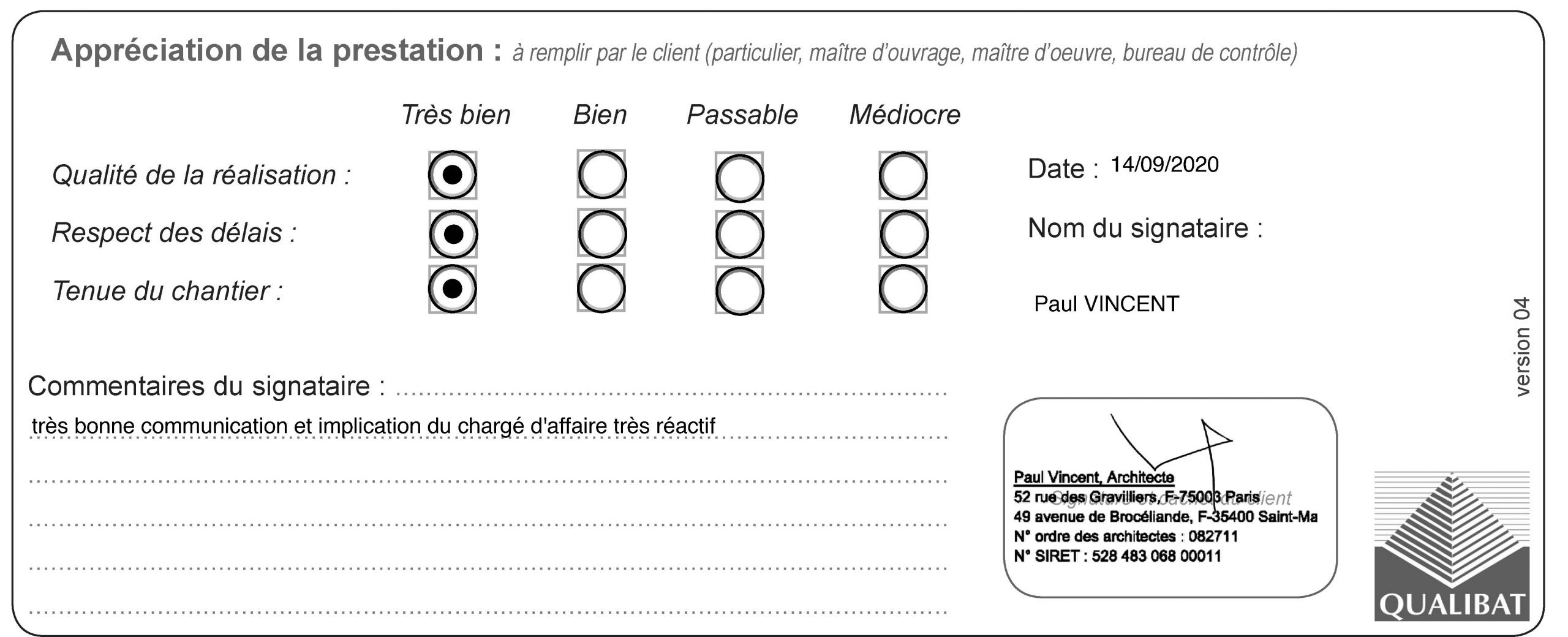 Attestation Travaux Paul Vincent Coatigrach Langlois Sobreti Quimper