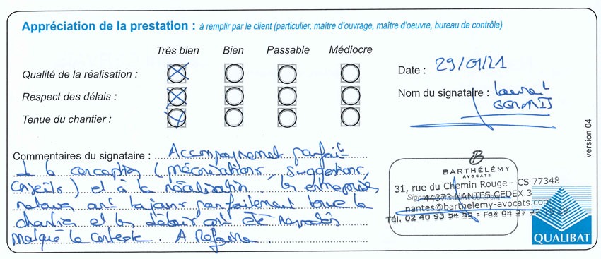 Attestation Qualibat Barthelemy Nantes