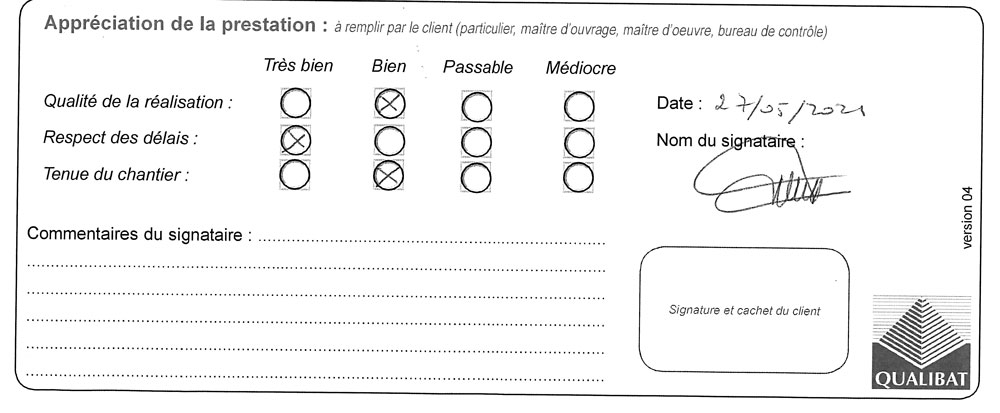 Attestation Qualibat Langlois Sobreti