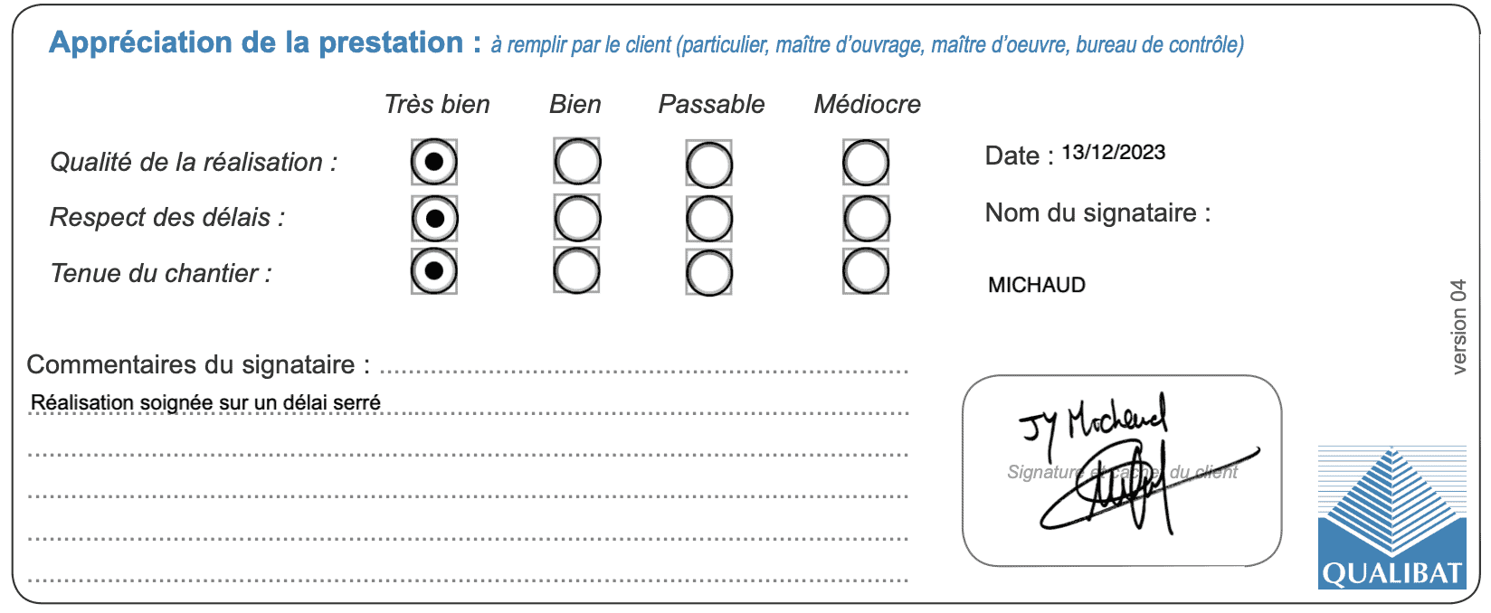 Qualibat La Table du Curé Pornic